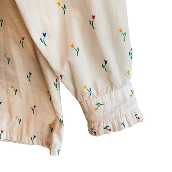 Vintage Jumpers Floral Print Cotton Blouse with Ruffle Collar romantic Sz Large - Picture 6 of 7